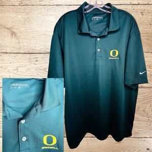 Oregon Ducks Size XL Nike Dri-Fit Collar Green Shirt Polo Golf Baseball Large